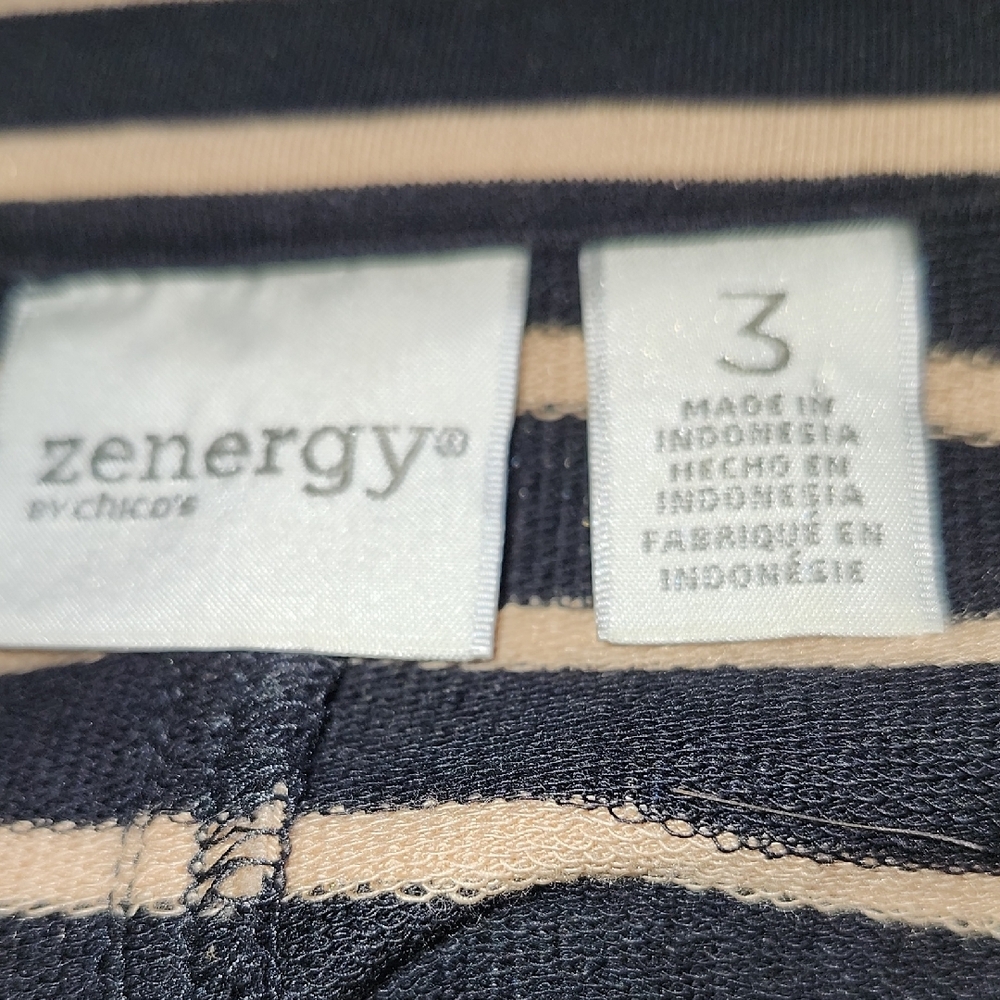 Chico's Navy and Cream Striped Blazer - Picture 2 of 3